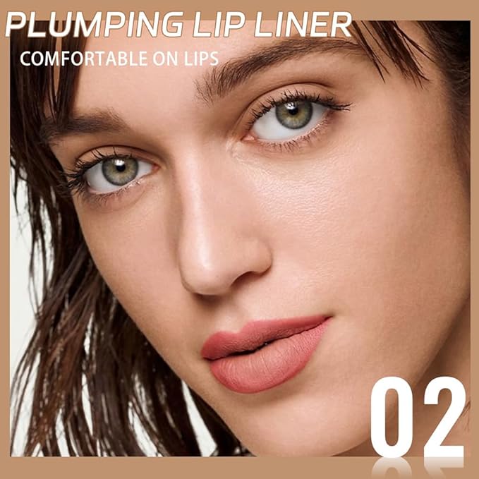 Waterproof Matte Lip Liner Pencil with Silicone Smudger – Long-Lasting Retractable Velvet Crayon, Define & Sculpt Lips, Vegan & Cruelty-Free, Perfect for Work, Date, Party & Travel (02#, pack of 1)