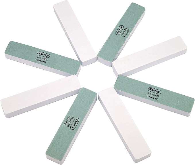 Karroy Nail Files and Buffers for Natural Nails Smooth and Polish Gel Surface Manicure Tools 2-Sided 8pcs 600/4000 Grit (C-Cuboid)