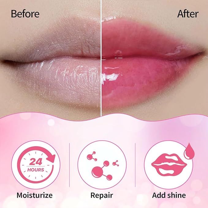 GECOMO Hydrating Lip Glow Oil, Moisturizing Lip Glow Oil, Nourishing Glossy Transparent Lip Oil, Plumping Lip Oil, Lip Balm, Non-sticky Tinted Toot Lip Balm for Lip Care (CHERRY) 0.2 OZ