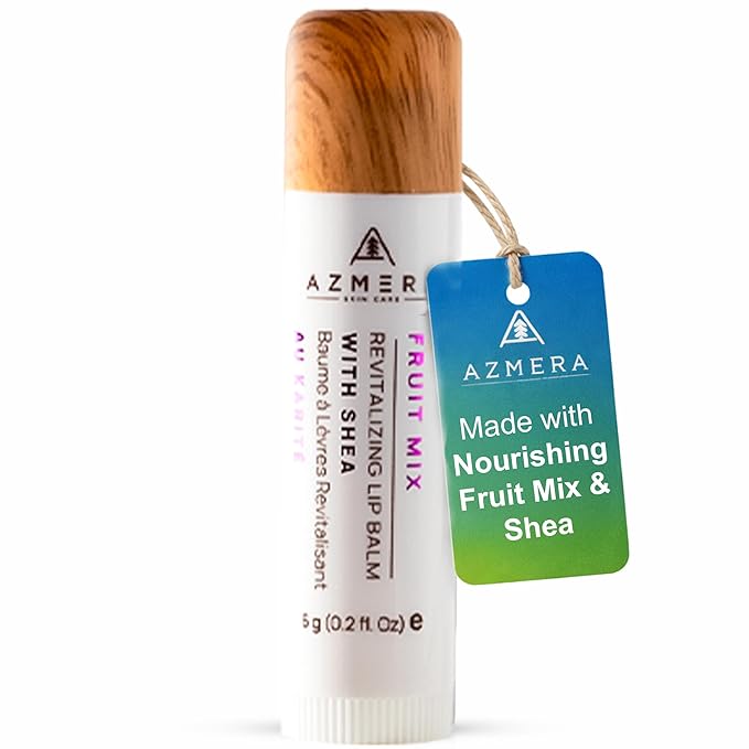 Azmera Fruit Mix Lip Balm - Organic Shea Butter from Ghana Chapstick for Dry Chapped Lips - Natural Fruity Lip Moisturizer - Made in USA - 6g Stick