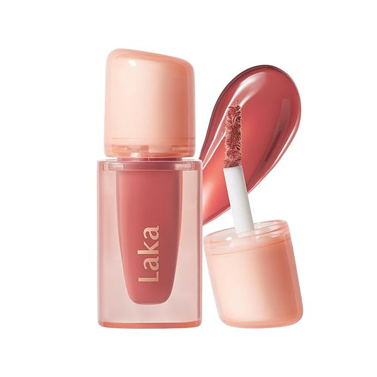 Laka Jelling Nude Gloss Mini, 1.9g/0.07oz, Sheer Hydrating Lip Oil with No Stain, Non-Sticky, Nourishing Gloss for a Fresh, Glowy Look, Vegan, Clean Beauty Makeup, K-Beauty (#308 Rosaring)