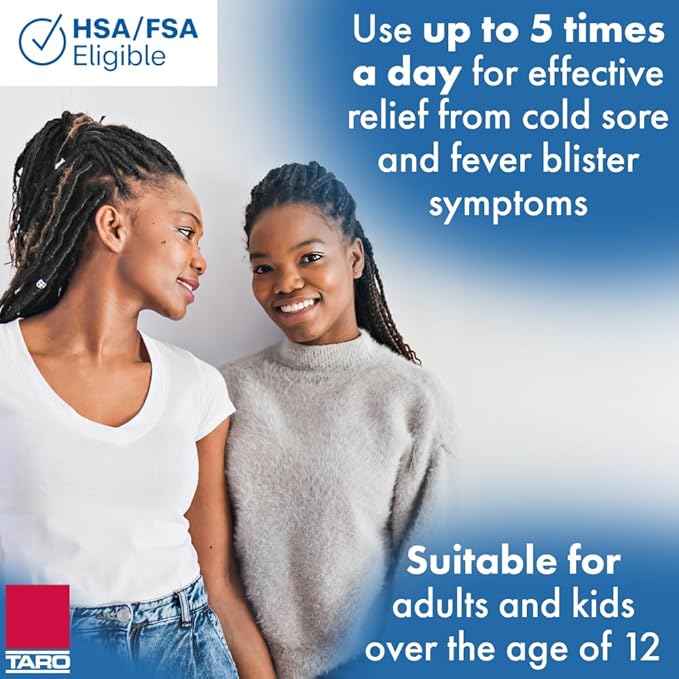 TARO Cold Sore & Fever Blister Treatment - Fast-Acting Docosanol 10% Cream - Cold Sore & Fever Blister Treatment for Lips, Anti-Itch Formula for Effective Relief and Healing - 0.07 oz (2 Pack)