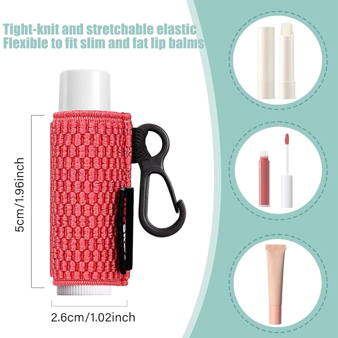 HEYSKAY 3PCS Lip Balm Holder Sleeves Keychain Lipstick Sleeves Lip Gloss Holder Keychain Chapstick Elastic Sleeves(Black/brown/Green)