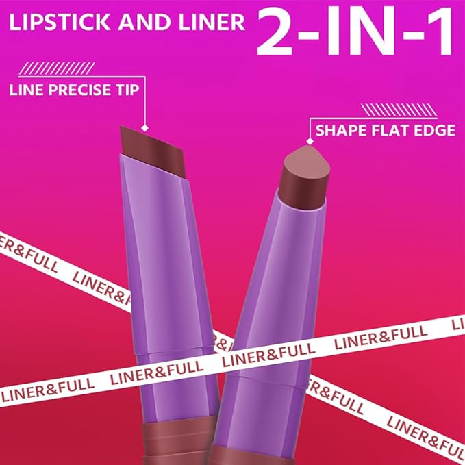2-IN-1 Lipstick Lipliner, Velvet Matte Finish, Smooth & Plump, 12 Universal Lip Color-Nude Pink Rose Mauve Berry Plum, Creamy Formula for Lip Makeup, All-Day Wear, Cruelty-Free (#10 MAUVE MYSTIQUE)