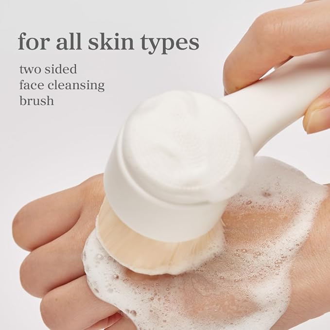 Nooni Pore Cleansing Tool - Manual Dual Brush | Facial Massager and Exfoliator, Soft Bristle & Silicone Brush 1 Count