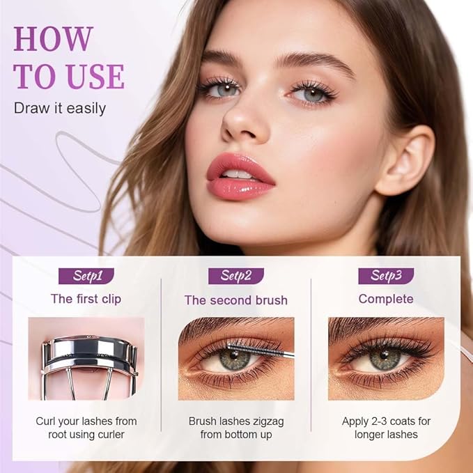 2PCS Iron Wand Mascara, Waterproof Metal Wand Mascara Volume and Length, Brushless Mascaras for Long-lasting No Clumping 3D Curling Eyelash (Black)