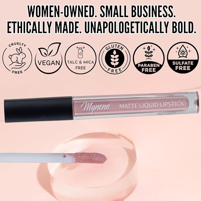 Mynena Soft Pink Nude Matte Liquid Lipstick | Long-Lasting Comfort | Smudge-Proof Transfer-Resistant Vegan & Cruelty-Free | Full Coverage Non-Drying True Pigment | All-Day Wear Lip Color | Grace