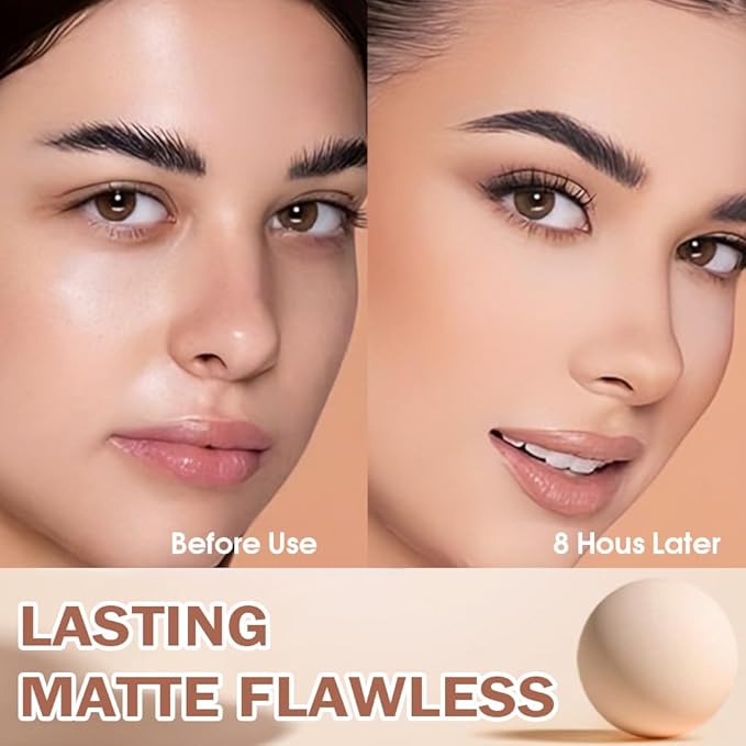 FeiCuiYun Oil Control Matte Perfection Face Powder Compact For Women, Matte Smooth Flawless Setting Powder Makeup, Polvo Compacto De Maquillaje, Waterproof Long Lasting, 0.35Oz, (130 True Beige, 1)