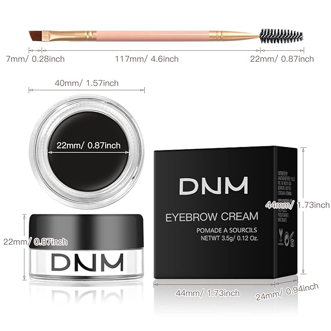 BEFIVECOK Eyebrow Pomade Kit with Dual-ended Eyebrow Brush, Water and Stain Resistant High Pigment Pomade, Corrects Brow Imperfections for Natural Long-lasting Brow Makeup (11# Black)