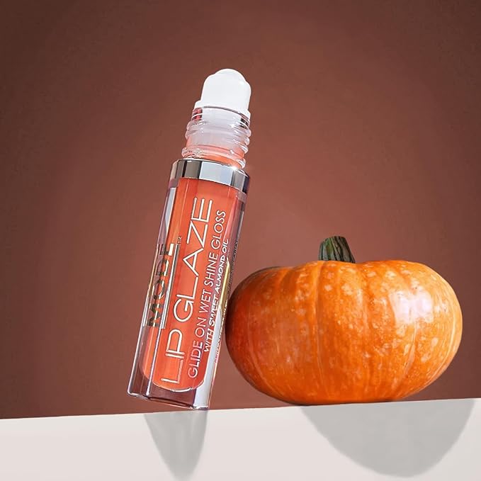 Pumpkin Spice Flavored Lip Gloss, MODE Lip Glaze Roll On Sweet Wet Nourishing Shine, Delicious Yummy Flavor, Hydrating Natural Skincare Fruit Oils, Made in NY USA