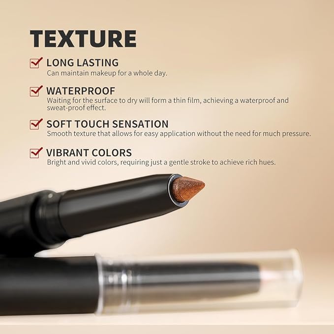 YOUNG VISION Eyeshadow Stick, Shimmer and Matte Cream Eye Shadow Brightener Sticks Eyeliner Pencil Crayon, Waterproof Long Lasting Eye Highlighter Stick Makeup,0.056 Oz(#3-Desert) (04)