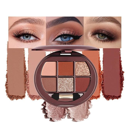 4 Color Eyeshadow Palette, Matte and Shimmer Powder Makeup, Highly Pigmented Blendable Shadows, Long-Lasting Waterproof, Natural Nude Brown Pink Shades (3#, 1 Count (Pack of 1))