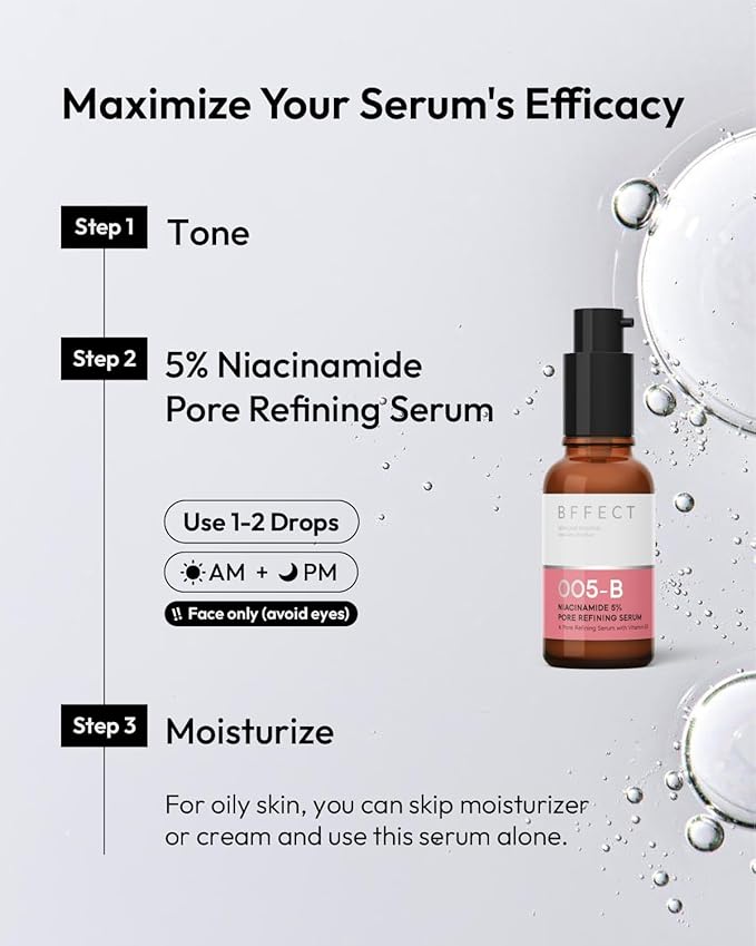 Niacinamide 5% Pore Refining Serum - Minimizes Pores & Controls Oil for Oily & Sensitive Skin - Gentle, Non-Sticky Facial Skincare - 1 Fl Oz / 30ml