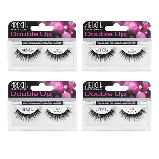 Ardell Double Up 207 False Eyelashes, Black - Dramatic Volume, Strip Lashes for Full & Thick Lashes, 4 Pack