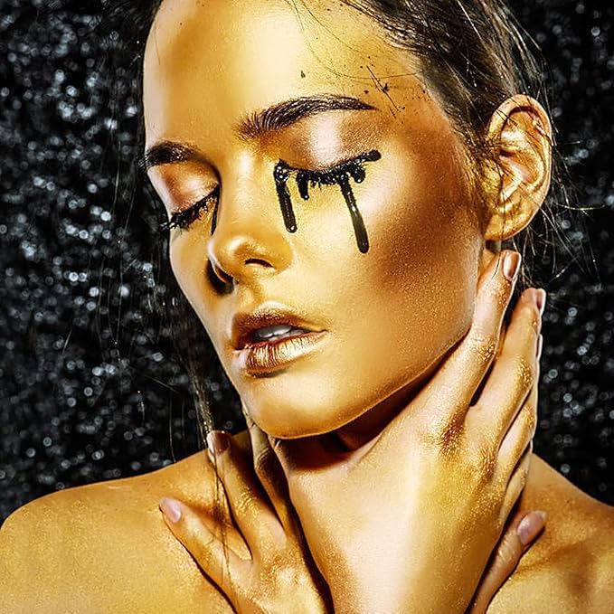 MEICOLY Gold Face Body Paint Stick,Face Paint for Halloween SFX Cosplay Makeup, Gold Eye Black Stick for Baseball/Softball/Football/Lacrosse,Shimmer Lipstick