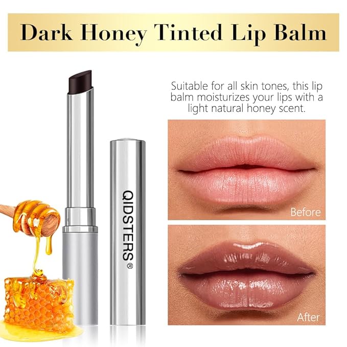 Honey Lipstick Tinted Lip Balm, Sheer Hydrating Lip Stain for All Skin Tones (06-2Pcs-Black, 2 Count (Pack of 1))