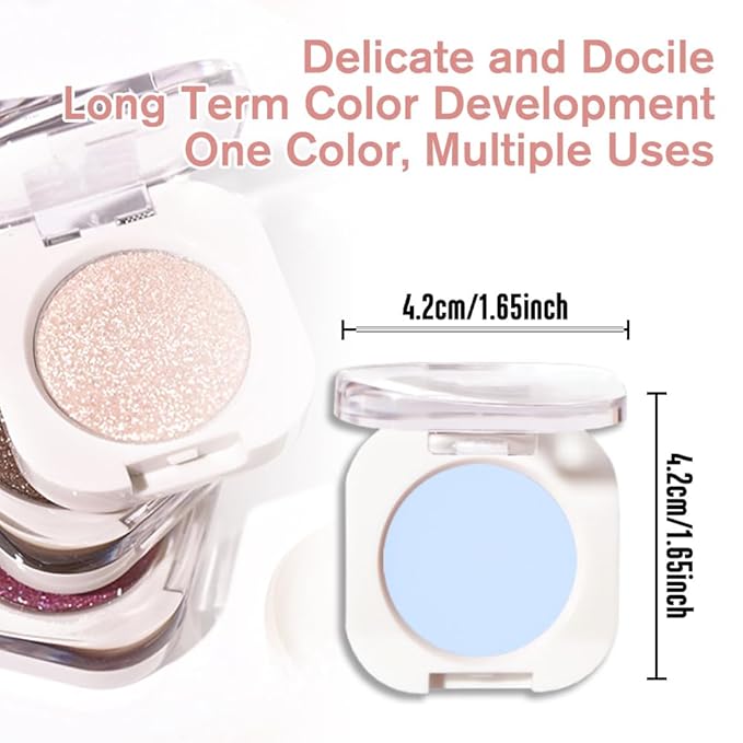 Light Blue Matte Eyeshadow Palette for Women, Single Monochrome Eye Shadow Makeup, Shiny Pressed Powder, Blendable Natural sombras para ojos, Holographic,Vegan,Travel -22