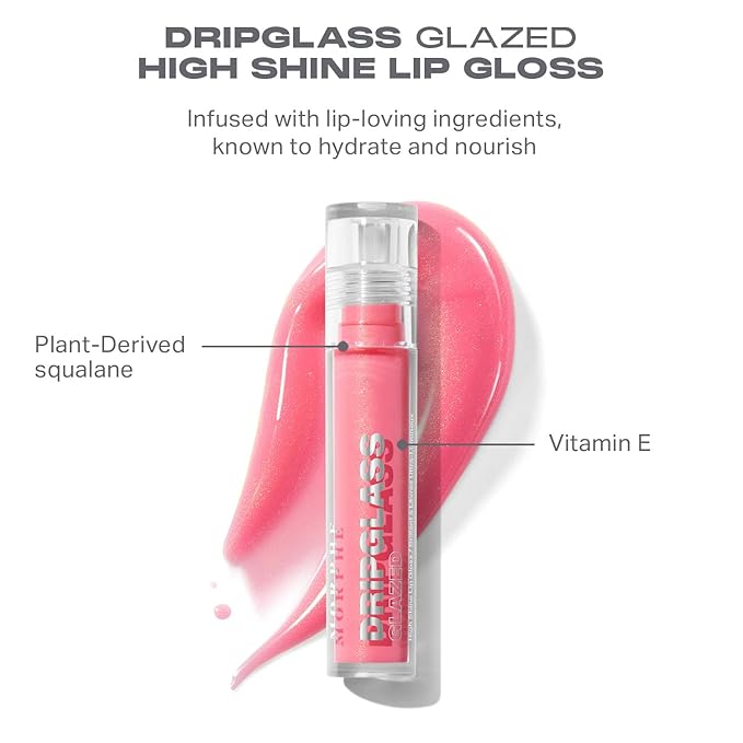 MORPHE Dripglass High Shine Lip Gloss - Semi-Sheer or Full Coverage Lip Color with Glass-Like Shine and Nonsticky Finish - Infused With Squalane & Vitamin E - Beige Beam (0.13 Fl Oz)