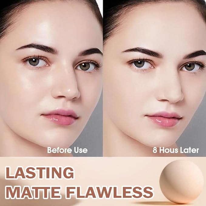 FeiCuiYun Oil Control Matte Perfection Face Powder Compact For Women, Matte Smooth Flawless Setting Powder Makeup, Polvo Compacto De Maquillaje, Waterproof Long Lasting, 0.35Oz, (10 Porcelain, 1)