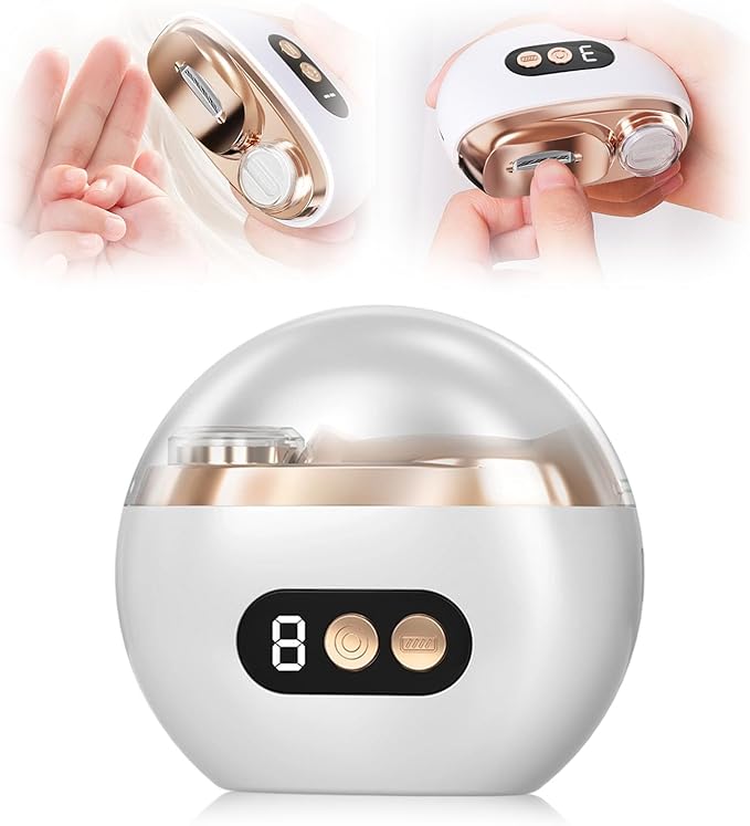 Multi-Functional Electric Nail Trimmer, 2025 Upgraded 2 in 1 Electric Polishing Automatic Nail Clippers, Electric Nail Clipper with 3 Speed Levels, Safe and Convenient Nail Trimmer (White)