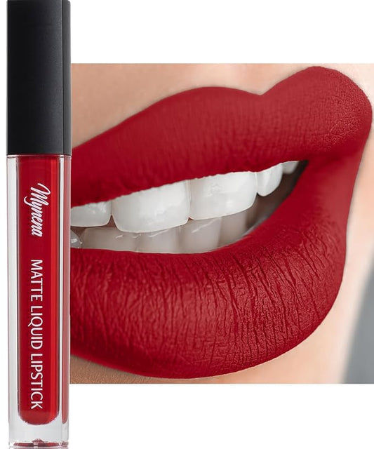 Mynena Classic Red Long Lasting Lipstick for Women Waterproof & Transfer-Proof | Hydrating with Shea Butter | Bold Pigment Matte Color Lip Stain | Talc-Free & Vegan Product that Performs | Lola
