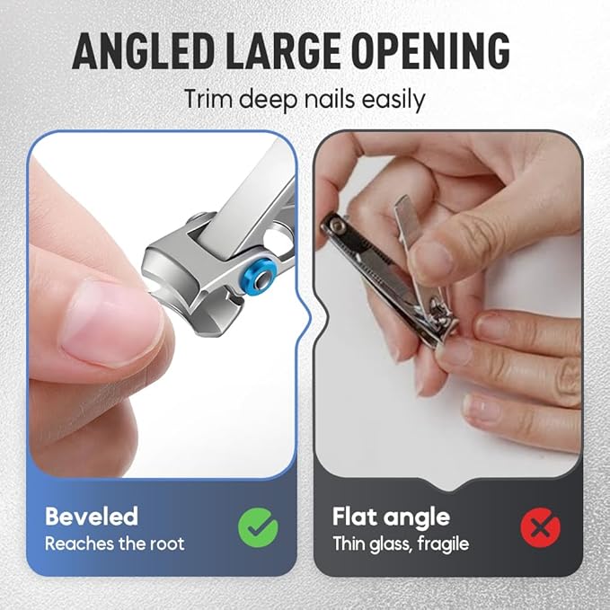 Nail Clippers for Thick Nails, 16mm Wide Jaw Opening Heavy Duty Toenail Clippers with Sharp Curved Blades & Nail File, Stainless Steel Toe Nail Clippers (Black)