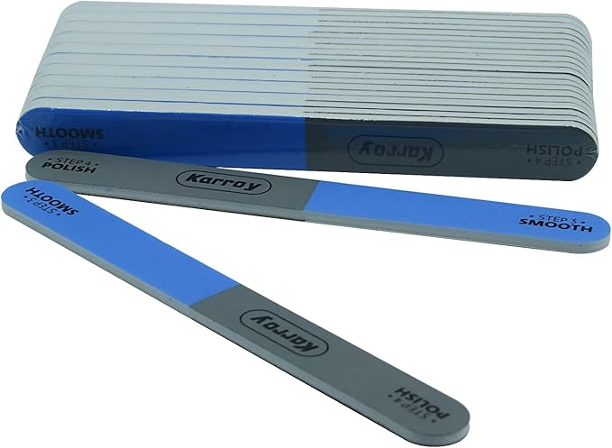 Karroy Nail File and Buffer for Natural Nails Dual Sided 4 Steps Shorten-Shape-Smooth-Polishing Nail Tools 20pcs