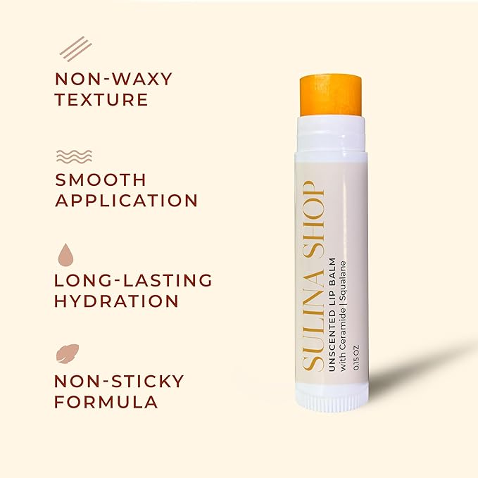 Unscented Lip Balm Hydrating for Dry Lips - Lip Moisturizer with Castor Oil and Beeswax, Chapped Lip Repair, Restores Smoothness, Barrier Protection, Fragrance-Free and Gentle - 0.15 Fl oz (Pack of 3)