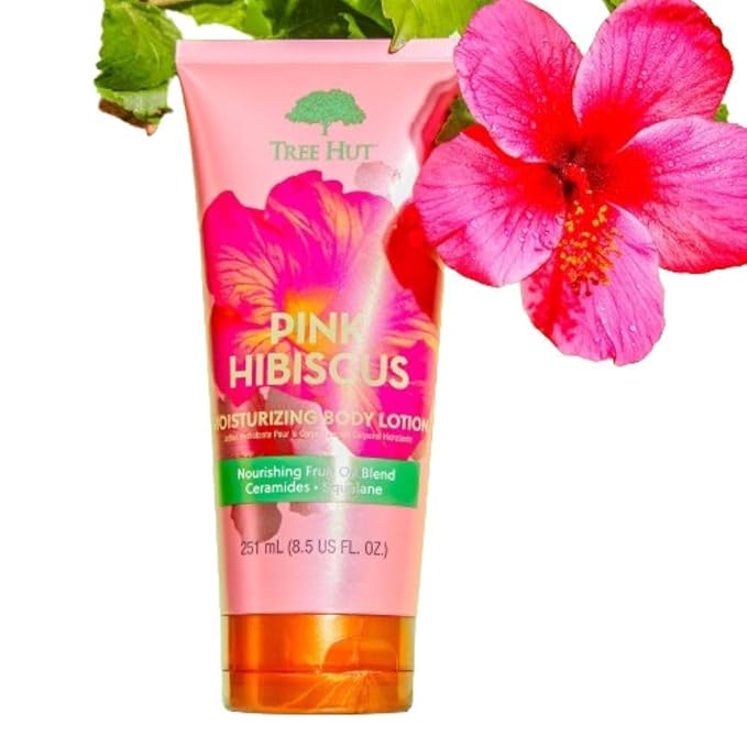 Tree Hut Pink Hibiscus Moisturizing Body Lotion, Ceramide and Squalene Formula Helps Protect Skin, Long-lasting Hydration Leaves Skin Feeling Soft & Moisturized, 8.5 fl oz. (Pack of 2)