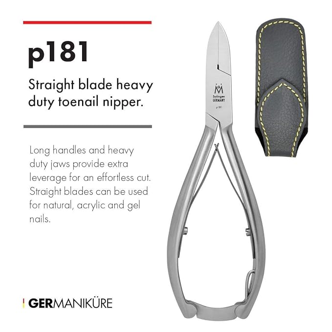 Pedicure Ingrown Nippers FINOX Surgical Steel Toe Nail Clippers German Stainless Steel Podiatry Tool in Leather GERmanikure Solingen p127