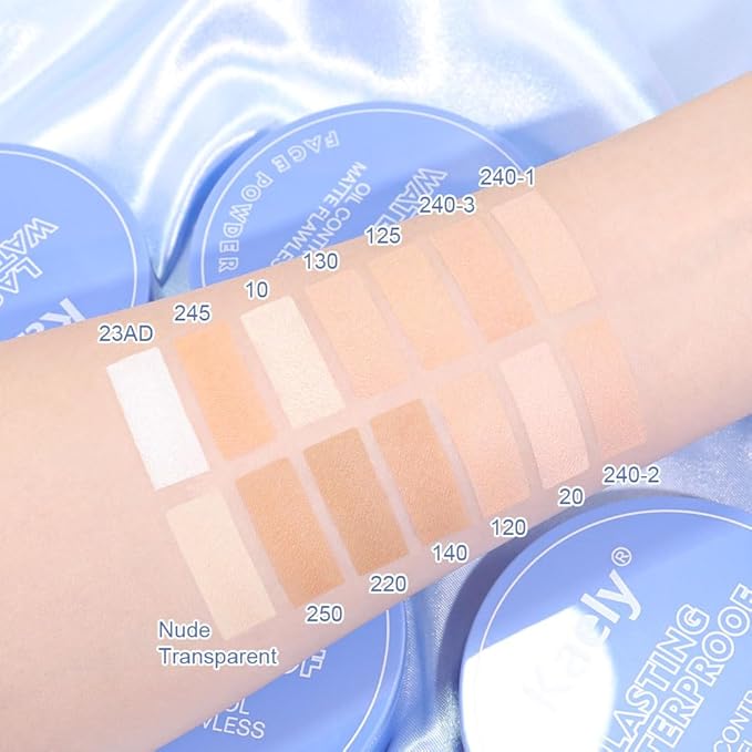 Kaely Pressed Face Powder Compact, Oil Control Flawless Makeup Setting Powder, Perfection Matte Compact Powder Foundation, polvo compacto de maquillaje, Lightweight Waterproof, 03 Pure Beige