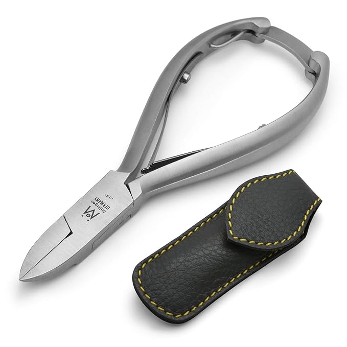 Pedicure Ingrown Nippers FINOX Surgical Steel Toe Nail Clippers German Stainless Steel Podiatry Tool in Leather GERmanikure Solingen p127