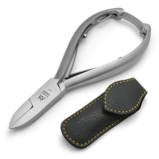 Pedicure Ingrown Nippers FINOX Surgical Steel Toe Nail Clippers German Stainless Steel Podiatry Tool in Leather GERmanikure Solingen p127