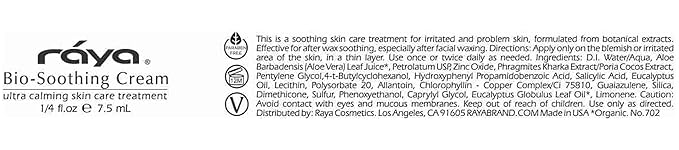 Raya Bio-Soothing Cream (702) | Soothing Facial Spot Remedy for Skin | Whiteheads | Great As An After-Waxing Care Solution