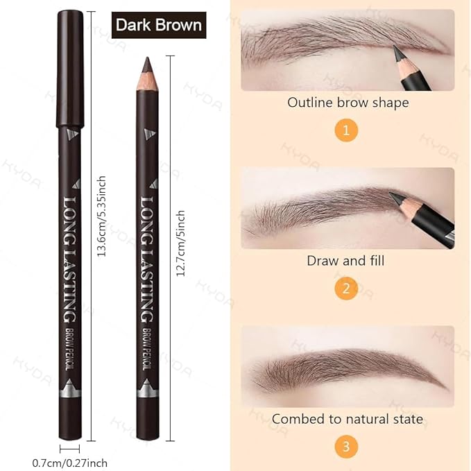Ownest 6 Pcs Dark Brown Eyebrow Pencil Set, Wooden Eyebrow Pen for Women, Waterproof Long Lasting Brow and Eyeliner Pencil With Brush, Beginner Makeup Brow Pencil, Natural Eyes Brow Makeup Pen