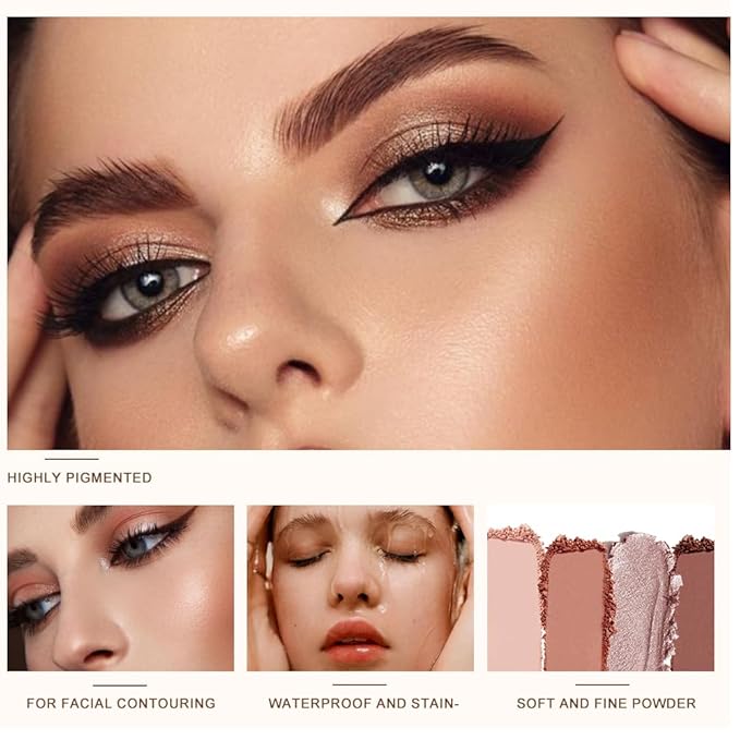 Matte Shimmer Glitter Eyeshadow Palette – 6-Color Warm Peach Brown & Pink Diamond Eye Shadow Kit, High Pigment Long-Lasting Nude Neutral Makeup Palette for Daily Natural Soft Glam Looks