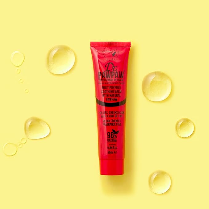 Dr. PawPaw Multipurpose Soothing Tinted Balm - Lip Balm for Lips, Cheeks, Eyes – Tinted Lip Balm - Lip Moisturizer with Pawpaw - Ultimated Red - 0.84 oz