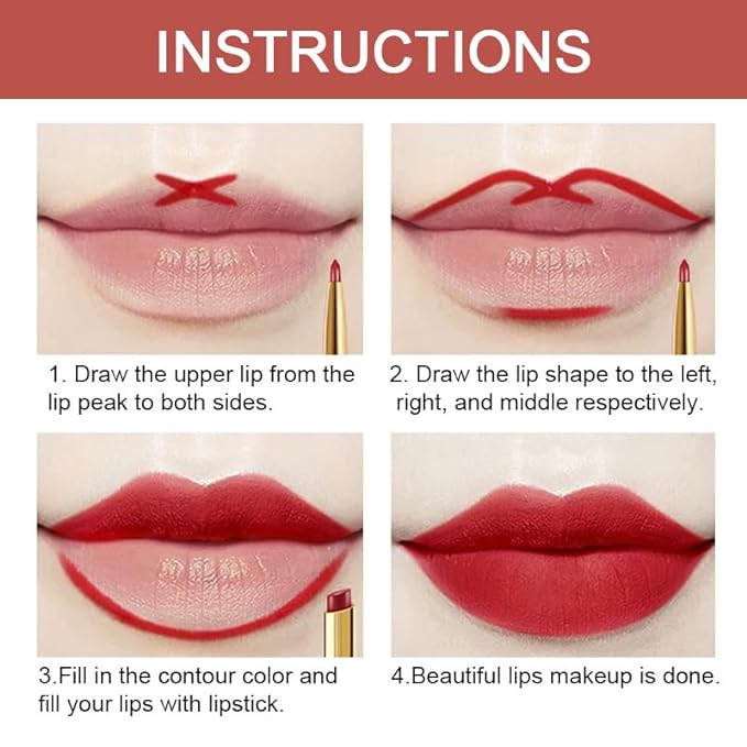 evpct 3Pcs Dark Deep Ruby Mauve Red Lip Liner and Lipstick Set Kit for Women Matte Matt 24 Hours Lipstick Pen and with Lip Liner Pencil Set Long Lasting 24 labial labiales mate 24 horas originales