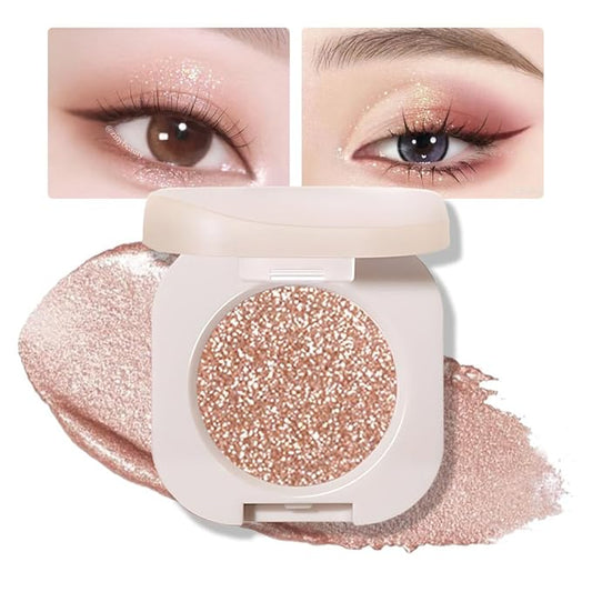 Glitter Eyeshadow Palette,Shimmer Light Nude Eyeshadow Makeup,Neutral Shiny Pressed Powder,Single Vegan Eyeshadow,Highly Pigmented Natural Eyeshadow Palette,Monochrome Long Lasting Glitter Eye Make 09
