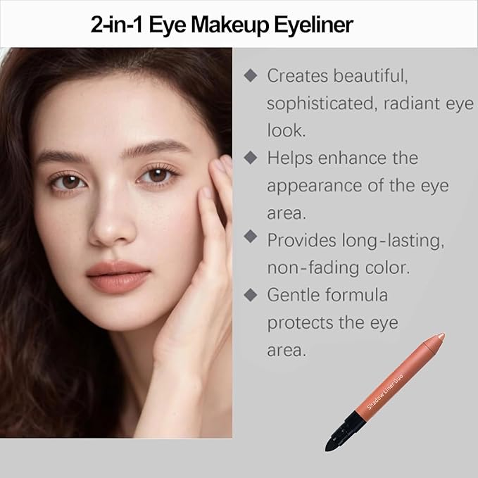 Mitlume Perfect Color Duo-Shadow Liner 2-in-1 Eyeliner & Eyeshadow,Chiura Plum Eyeshadow Stick,Waterproof Smudge-Proof Long-Lasting Makeup, Effortless Smoky or Natural Eye Makeup,Easy to Color(03+04)
