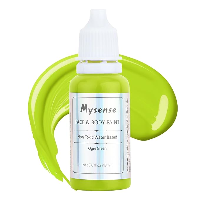 Mysense Ogre Green Face Body Paint,Water Based Washable Green Face Painting for Halloween Elphaba Alien Disgust Goblin Zombie Cosplay Makeup,Cream Body Paint for Adults and Children,0.6oz