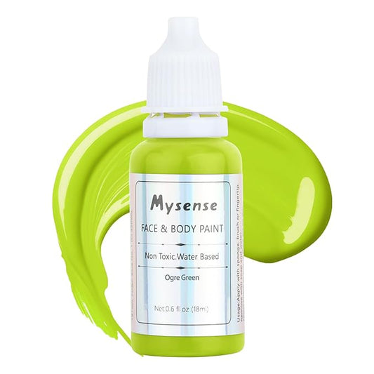 Mysense Ogre Green Face Body Paint,Water Based Washable Green Face Painting for Halloween Elphaba Alien Disgust Goblin Zombie Cosplay Makeup,Cream Body Paint for Adults and Children,0.6oz
