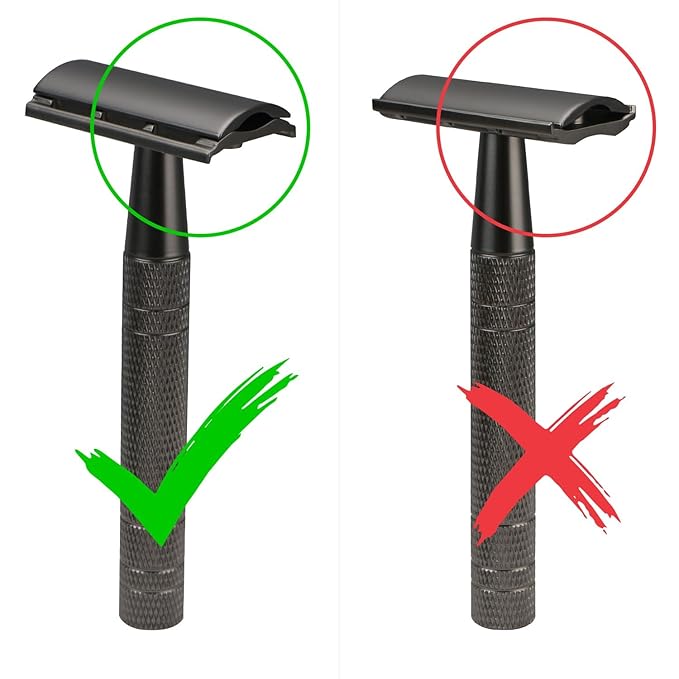 Double Edge Safety Razor with Stand, Single Blade Razors for Men and Women, with 10 Stainless Steel Double Edge Blades, Smooth and Close Shave, Plastic Free, Matte Gun Black