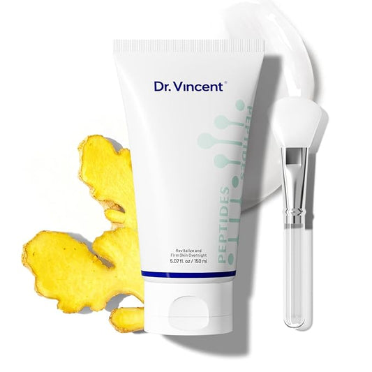 Dr Vincent Glass Glow Collagen Night Wrapping Mask with Tetrapeptide-30, Kojic Acid Turmeric Overnight Masks for Soothing and Even Skin Tone, Peel Off Face Mask for Smoothing Wrinkles