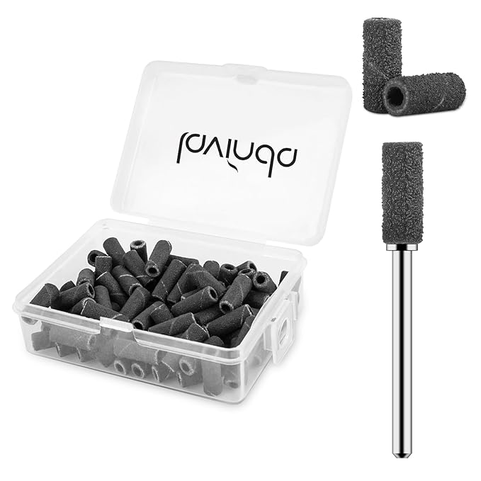 Lavinda Small Sanding Bands for Nail Drill with 3.1mm Mandrel Bit, 80 Piece Set Coarse Mini Sanding Bands Nail Drill Bits for Acrylic Nails Gel Manicures and Pedicures (80 Grit, Black)