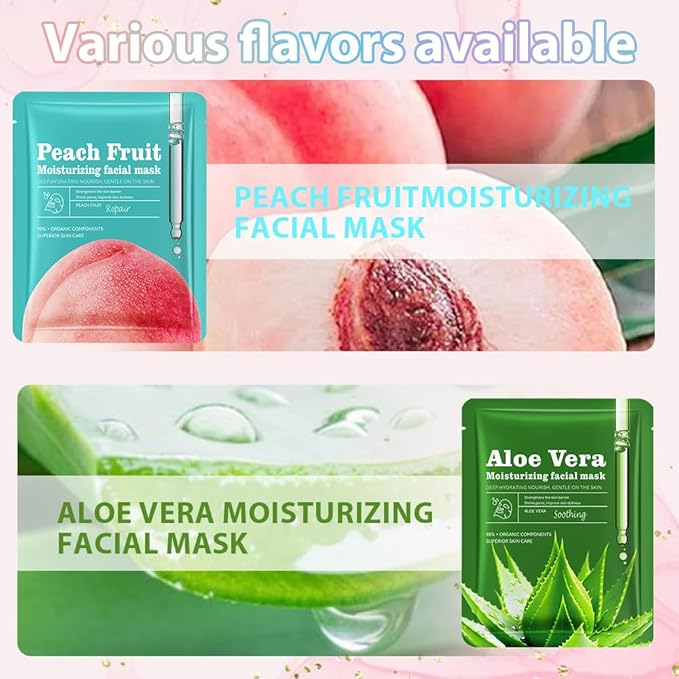 CAKAILA Face Sheet Mask Skincare,Hydrating Spa Face Mask For Sensitive Skin,Moisturize,Nourish for All Skin Types,Natural Skin Care Spa Face Mask for Women Men,Pack of 12