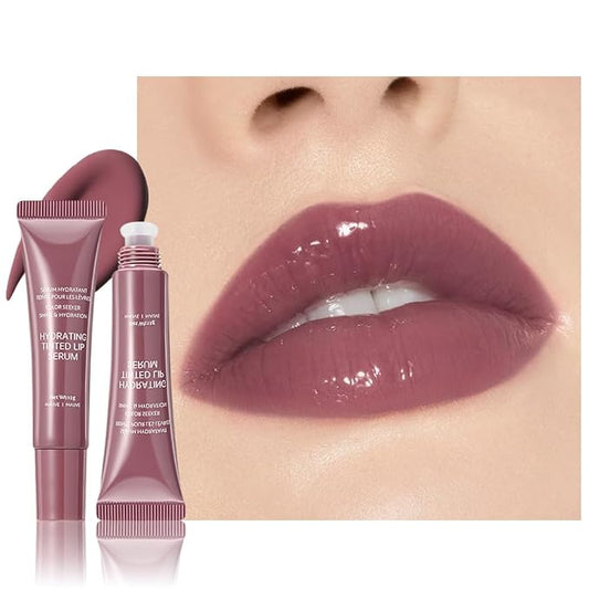 Lip Tinted Glowy Balm Hydrating Tinted Lip Serum Lip Gloss, Ultra-Hydrating Natural Vegan Lip Balm, Sheer-Tinted Shine & Hydration, Soothes & Softens Dry Lips Skincare (Plum)