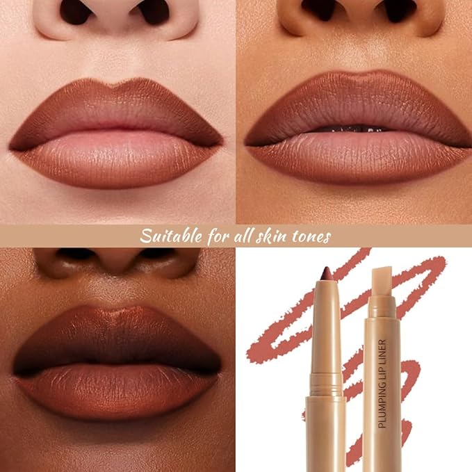 Matte Lip Liner Pencil, Long-Lasting Creamy Formula with Silicone Smudger, Waterproof Non-Staining Crayon for Lip Contouring, Plump Define Sculpting 05#