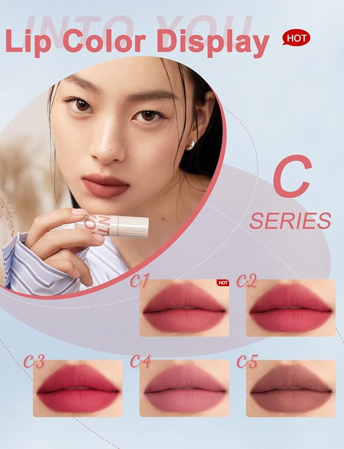 INTO YOU Matte Lipstick, Super Stay Lip Mud for Women, Lip Stain Long Lasting Waterproof, Lip Color Soft Lightweight, Smooth Lip Clay Mousse, Dual-Use For Lips And Cheek, Nude Lipstick (C5)