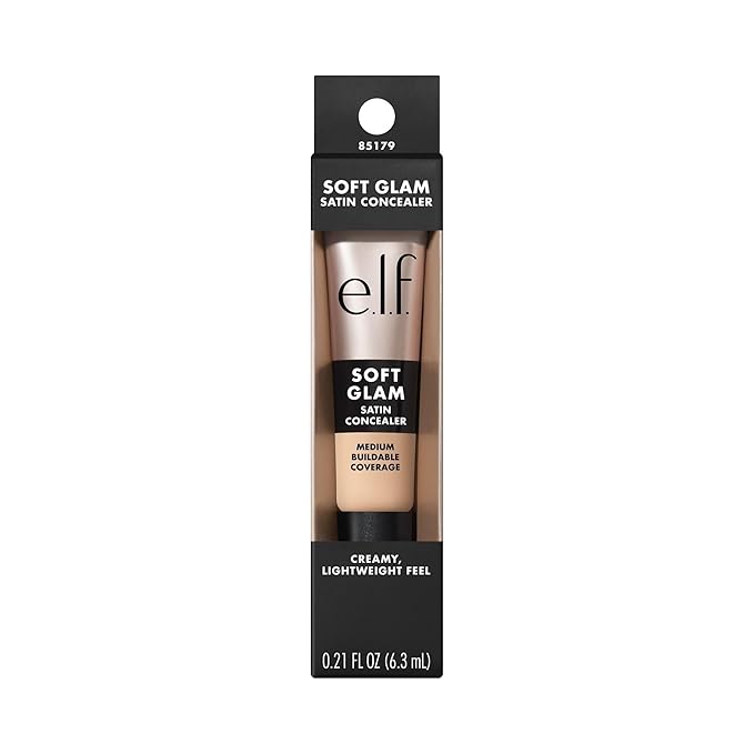 e.l.f. Soft Glam Satin Concealer, Medium Coverage For Blemishes & Under-Eye, Crease-Resistant, Long Lasting, Vegan & Cruelty-Free, 14 Fair Cool